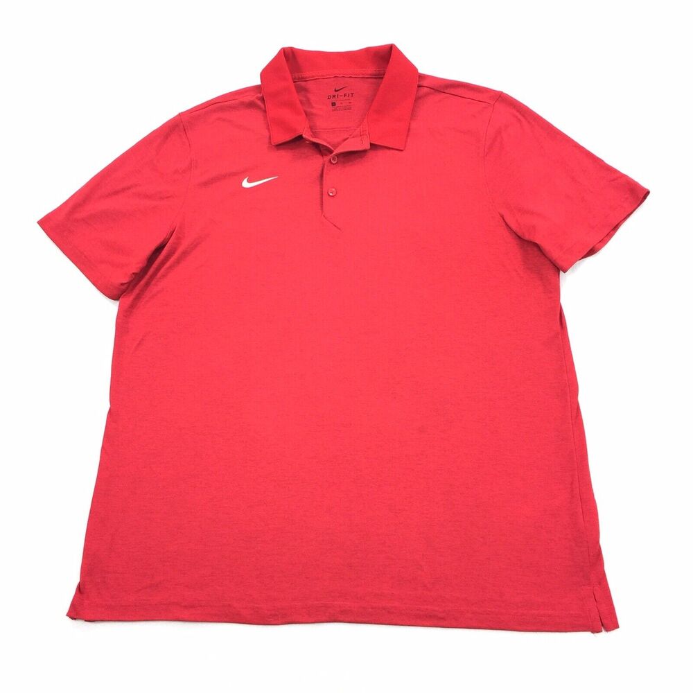 Nike Dri-Fit Short Sleeve Polo Shirt Size XL Mens Solid Red Golf Tennis Athletic